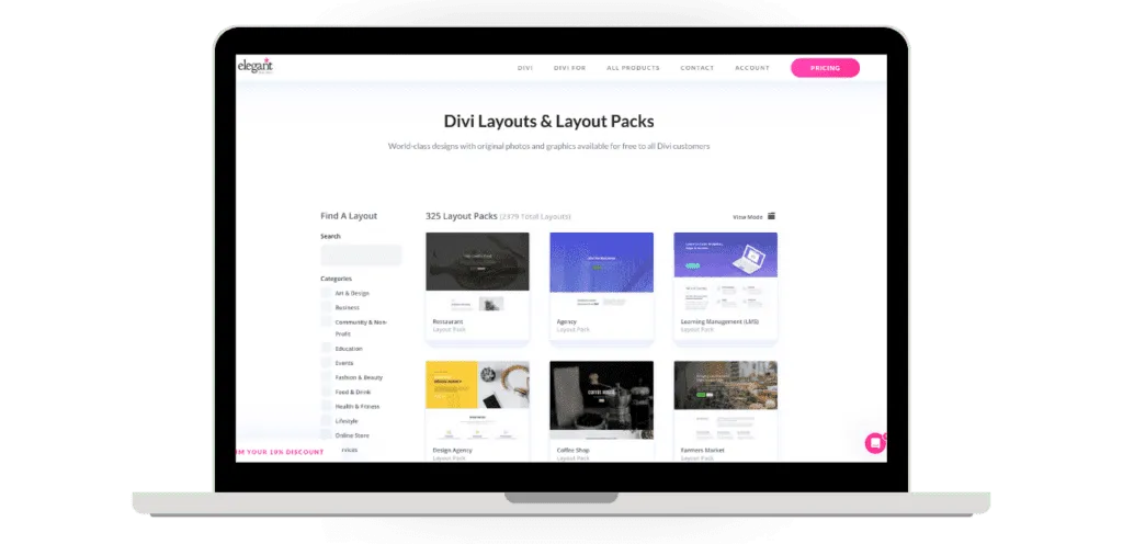 Divi layouts and packs mockup