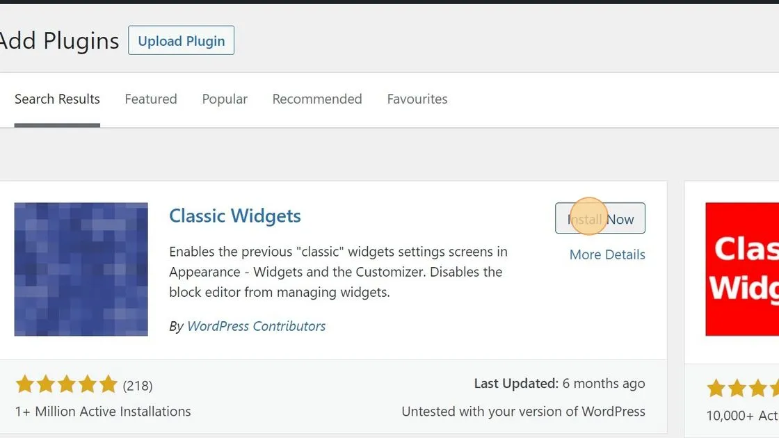 Install Classic Widgets plugin