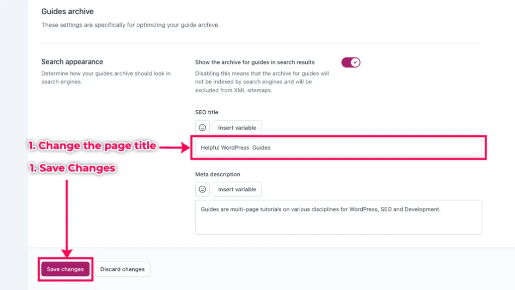Changing the archive page title