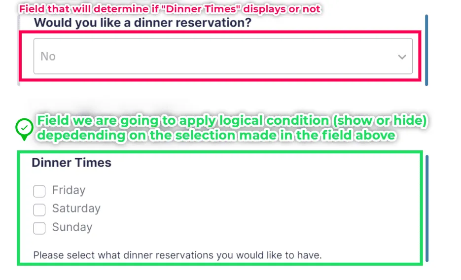 Select the field to apply the advanced logic