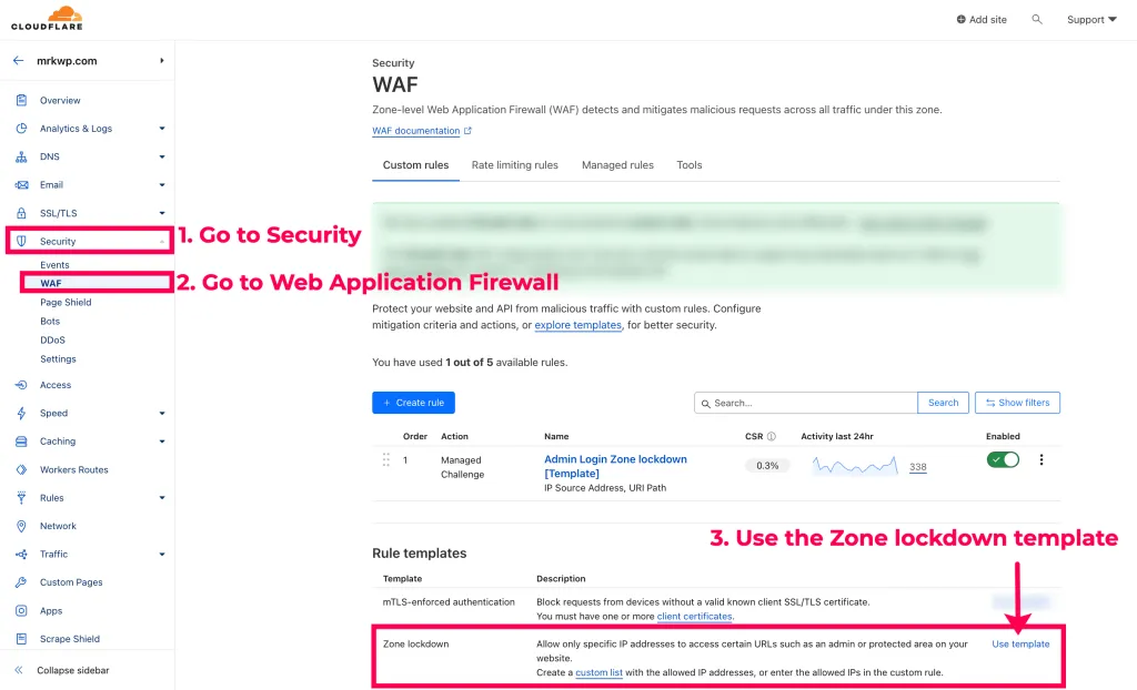 Accessing the Web Application Firewall - WAF rules inside Cloudflare