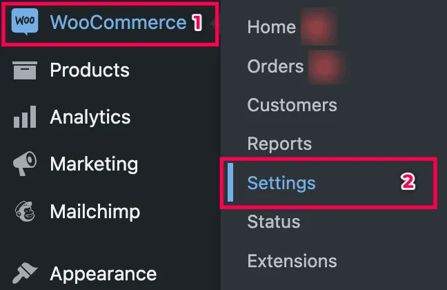 How to access Wommerce settings inside WP Admin Dashboard