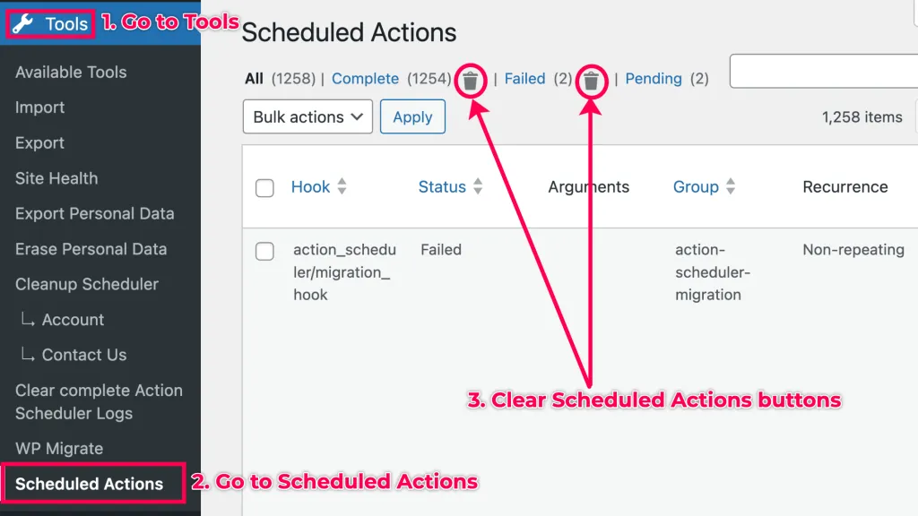 How to clear scheduled actions inside the plugin