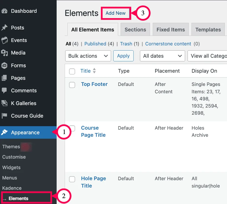 How to create a Kadence element