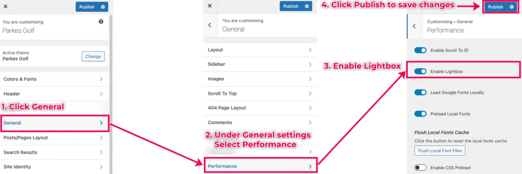 How to enable lightbox inside Kadence Theme settings
