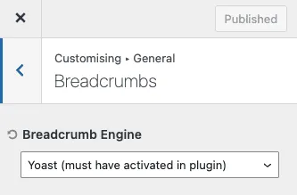 How to set the Kadence breadcrumb engine