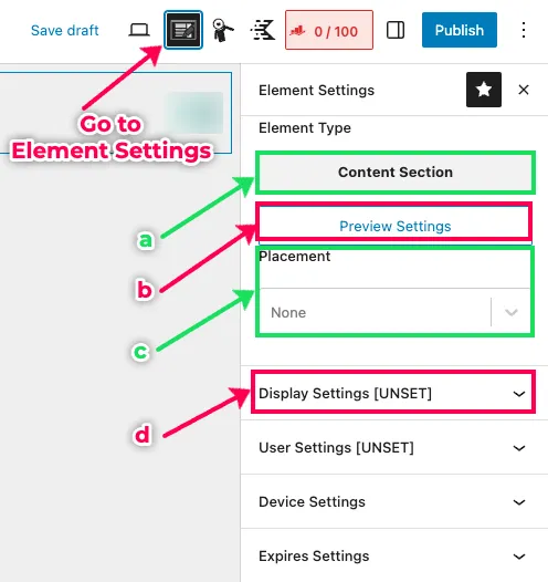 An overview of the Kadence Element settings
