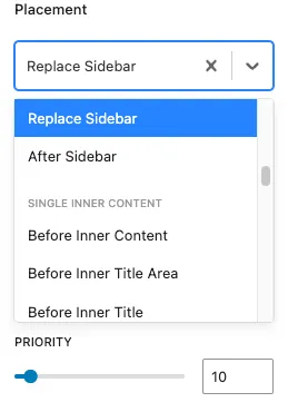 Set Replace Sidebar as the Placement option