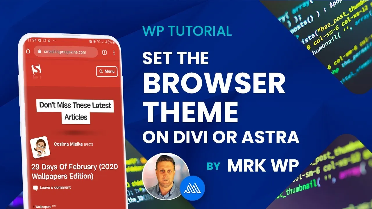 Browser theme colour settings in Divi or Astra. Brand the Browser.