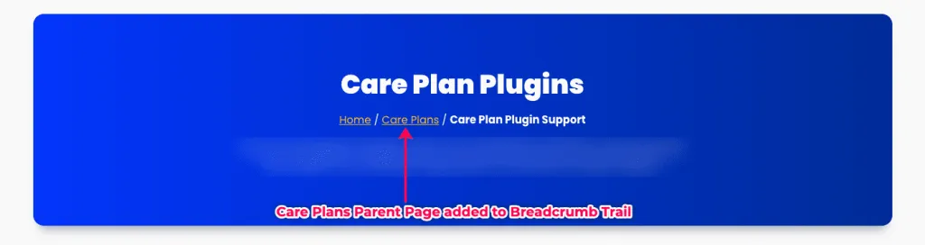New breadcrumb showing the parent page trail