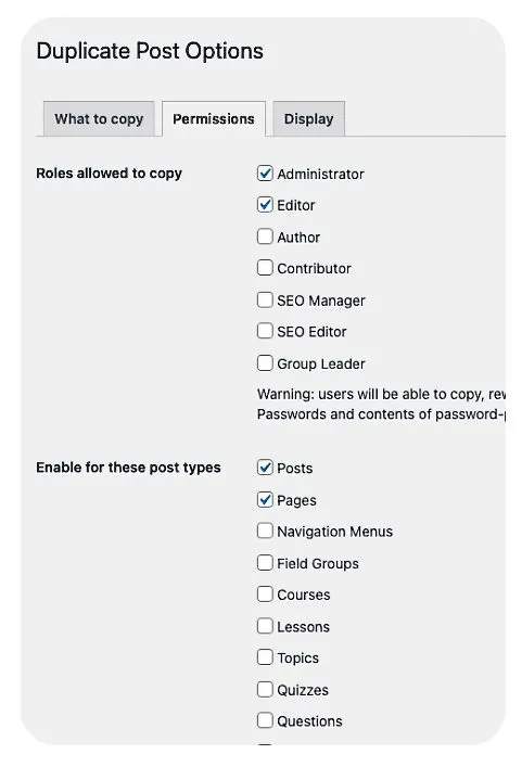 Permissions-Duplicate post option