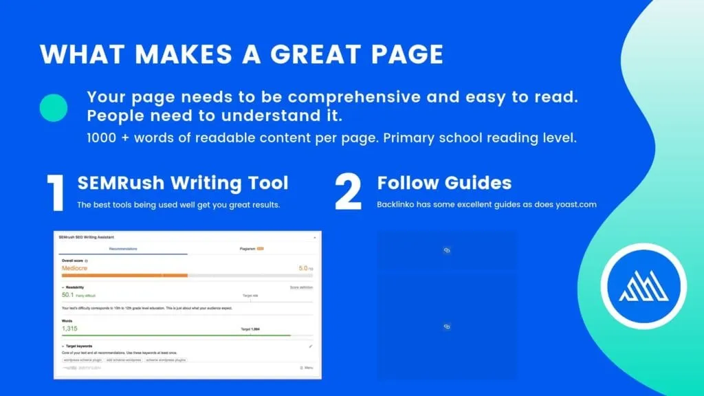 Easy to read content that covers your subject well