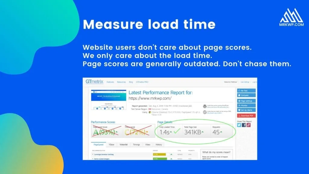 How to measure load time - WP for SEO