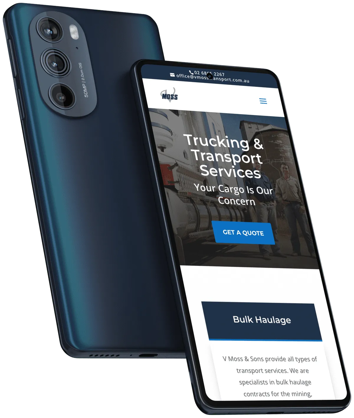 V Moss Transport smart phone mockup

