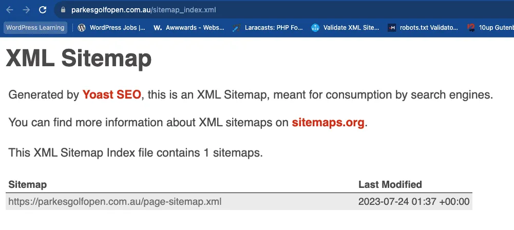 A Yoast generated sitemap.