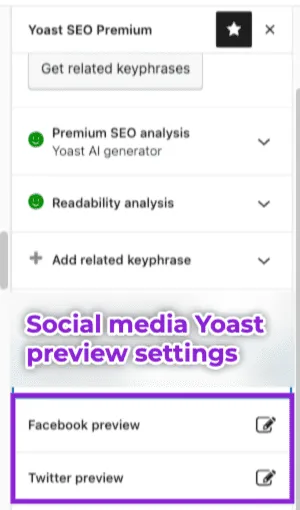Social media preview settings for a post.
