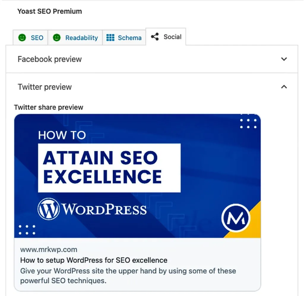 Yoast Social preview feature