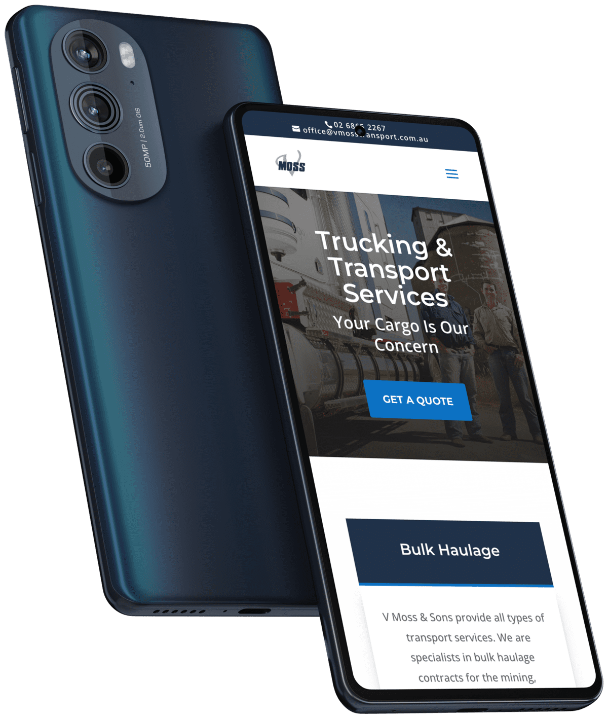 V Moss Transport smart phone mockup