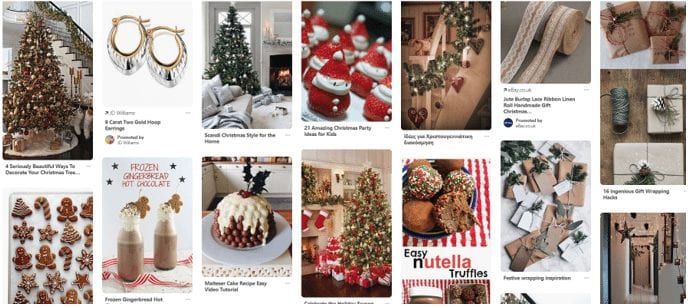 Example of Christmas pins from Pinterest