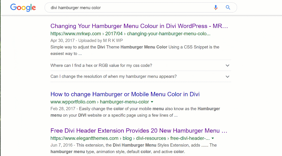 FAQ Rich Result example in Google Search Results.