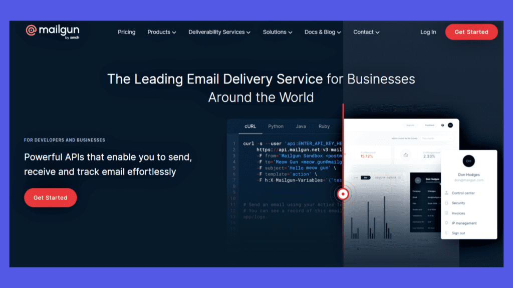 Mailgun Homepage