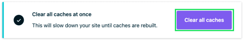 "Clear all caches" button on WP Engine page via WP Admin dashboard