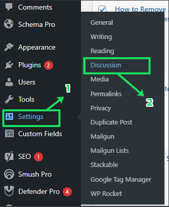 Settings and click Discussion