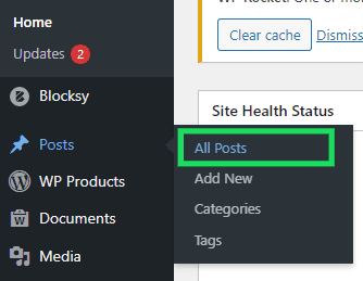 All Posts click option