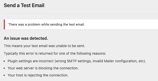 Mail deliverability issues detected in WP SMTP plugin