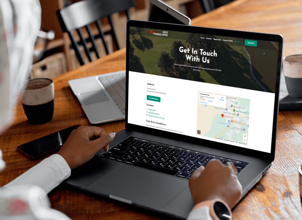 Google maps embed on the contact page.