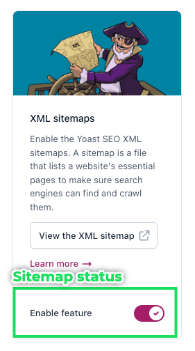 Check for the status of the Yoast sitemap.