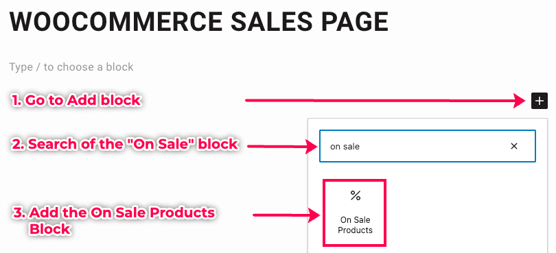 Add the On Sales Block to the page.