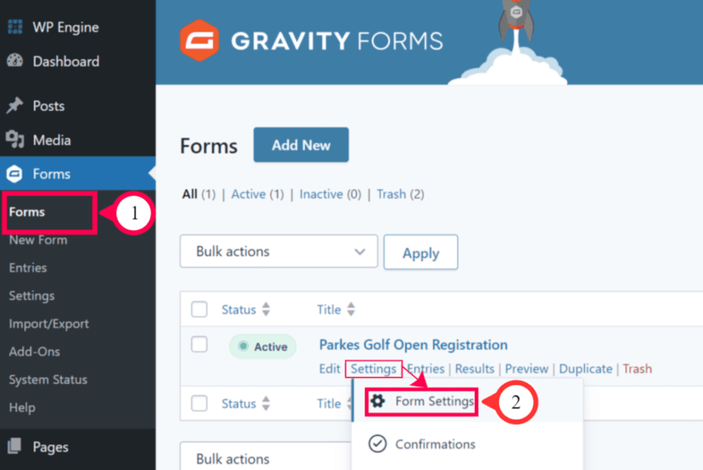 How to access a form's settings inside Gravity Forms