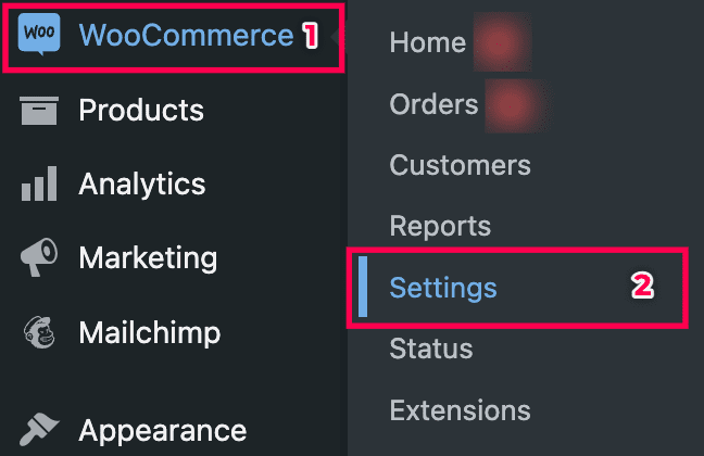 How to access Wommerce settings inside WP Admin Dashboard