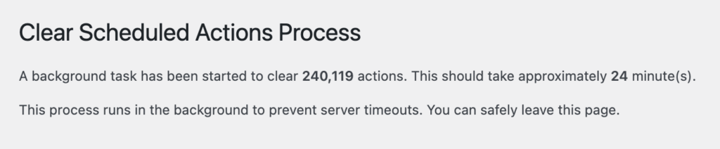 Instant clear your scheduled actions screenshot.