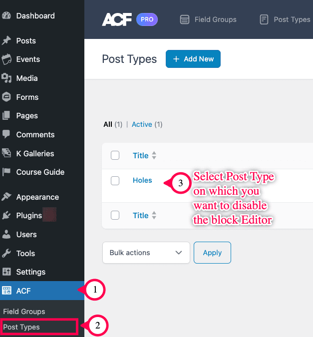 How to access a Custom Post Type's settings inside ACF Pro.
