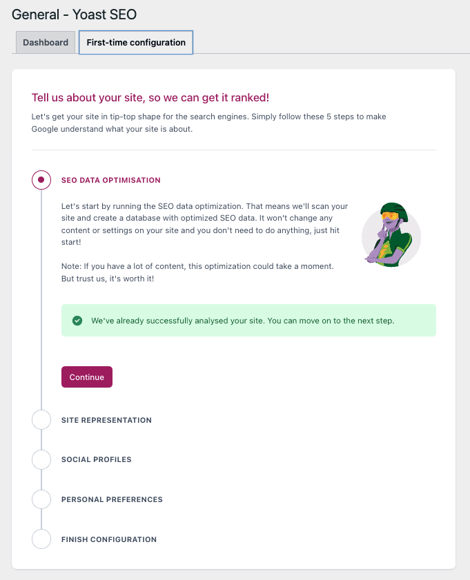 Yoast SEO first time configuration