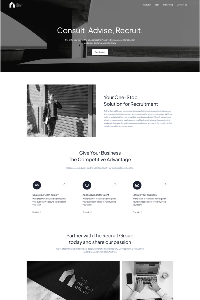 The Recruit Group website - home page screenshot